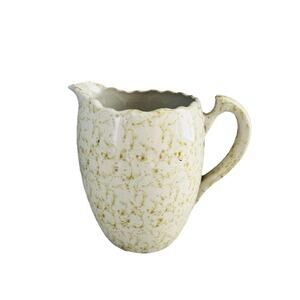 Vintage Stoneware 7” Pitcher Cream Brown Morton ? Pottery Vase Home Decor